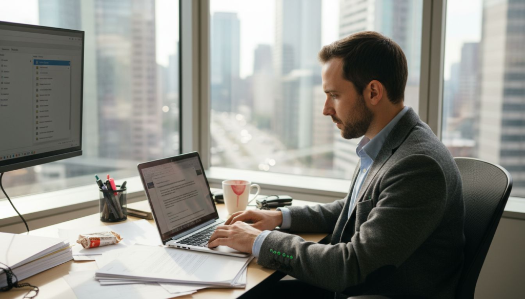 Sales professional composing personalized cold email