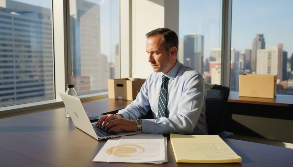 Sales executive working at AI-powered desk