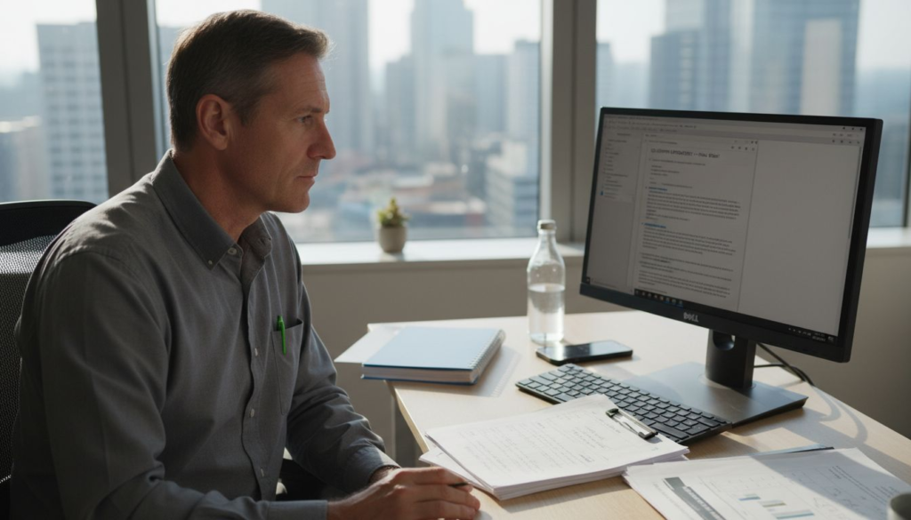 Manager creating targeted B2B email campaign