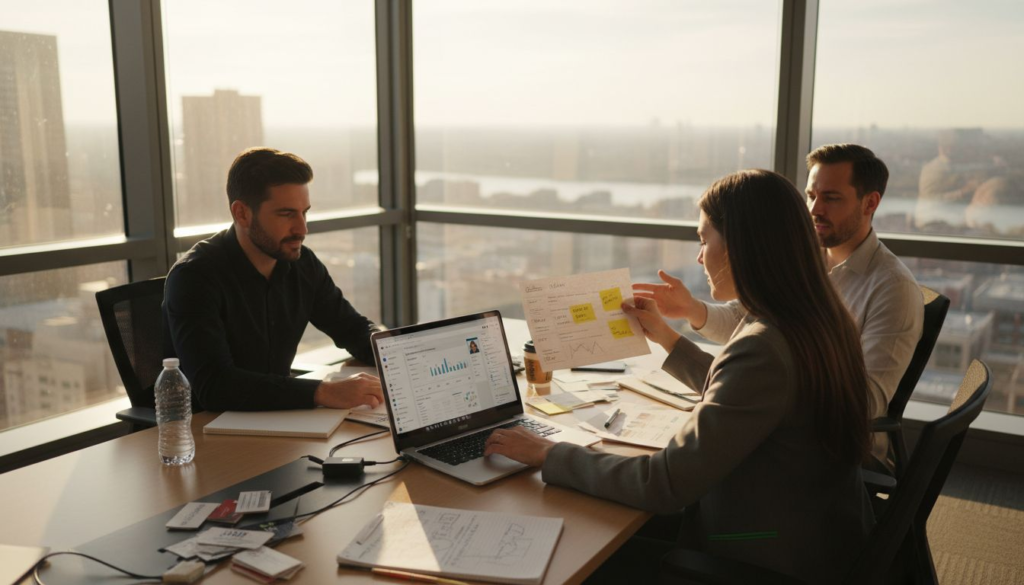 Team planning B2B cold outreach workflow