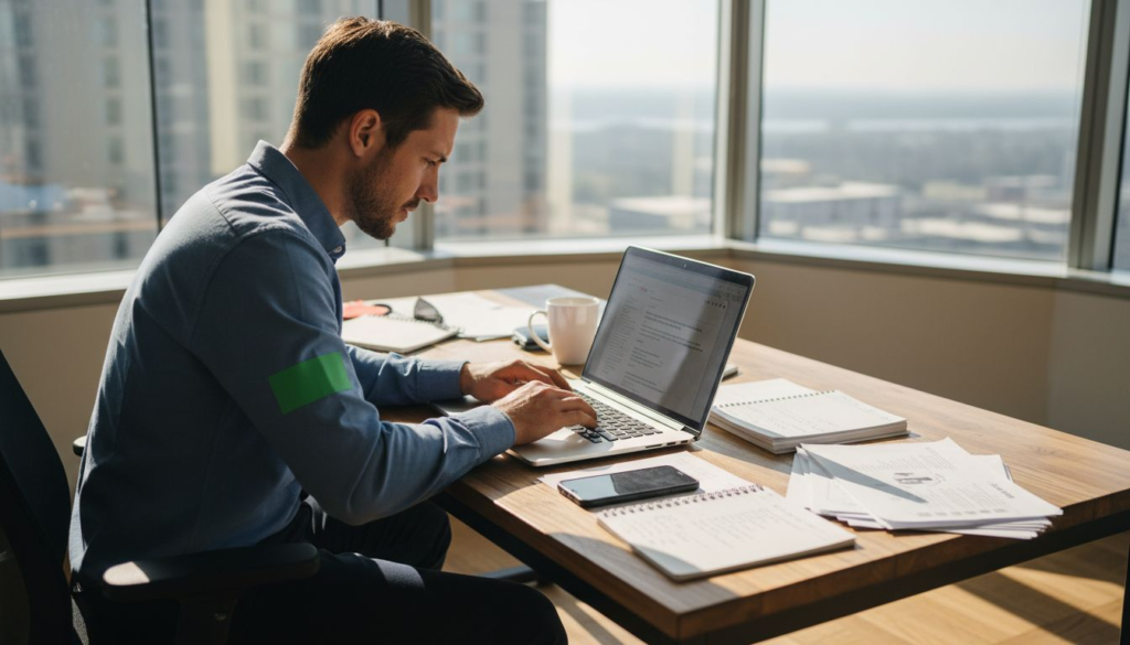 Sales executive composing data-driven outreach email