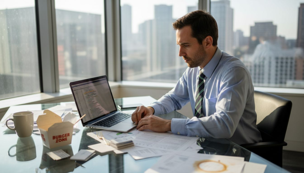 Stressed sales manager overwhelmed by email clutter