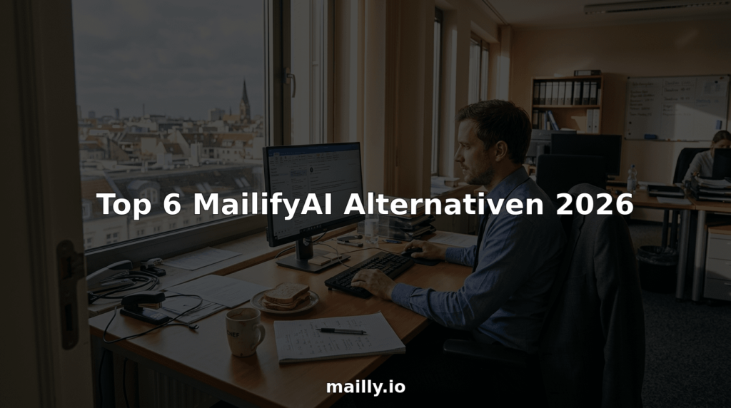 Ein Geschäftsmann sitzt an seinem Schreibtisch und bearbeitet E-Mails, um neue Geschäftskontakte zu knüpfen.